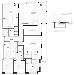 3 bedroom 3.5 bathroom Floor plan B at Altaire, Arlington, Virginia