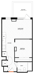Studio 1 bathroom floor plan A at Altaire, Arlington, VA, 22202