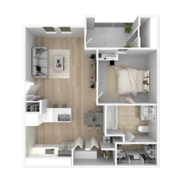 1 bed 1 bath floor plan at The Azul Apartment Homes, Oxford