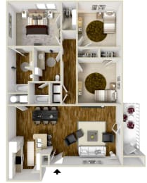 Three Bedroom Floor Plan at Avalon Apartment Homes, Starkville, Mississippi