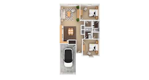 Pearl 2 Bedroom 2 Bathroom Duplex, 998 sq. ft., at Barton Farms Apartments and Duplexes in Greenwood, IN 46143