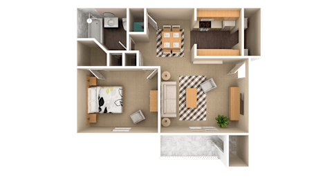 1 Bedroom 1 Bathroom, 680 sq ft, Finch floorplan at Bexley Village, Greenwood, IN, 46143