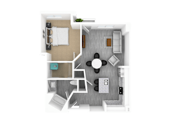 1 Bedroom 1 Bathroom, 929 sq ft, Birch Floorplan at The Whit in Indianapolis, IN 46204