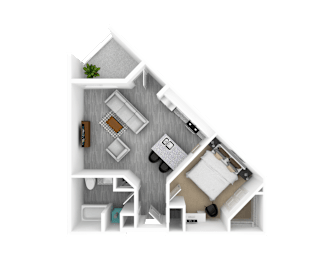 1 Bedroom 1 Bathroom, 744 sq ft, Cherry Blossom I Floorplan at The Whit in Indianapolis, IN 46204