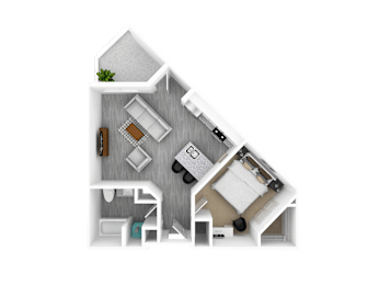 1 Bedroom 1 Bathroom, 739 sq ft, Cherry Blossom II Floorplan at The Whit in Indianapolis, IN 46204