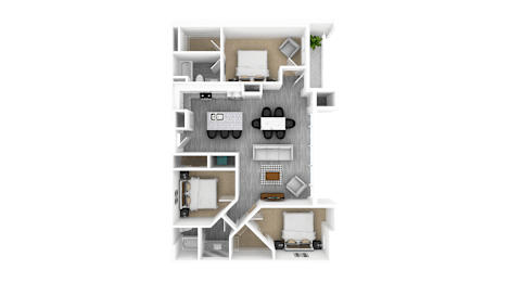 3 Bed 2 Bath, 1,620 sq ft, Dogwood I Floorplan at The Whit in Indianapolis, IN 46204