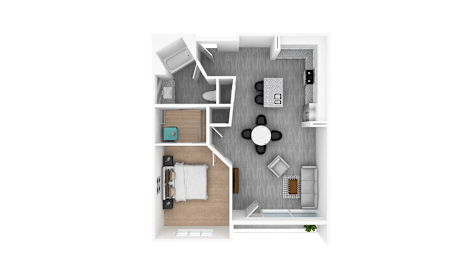 1 Bedroom 1 Bathroom, 908 sq ft,  Oak Floorplan at The Whit in Indianapolis, IN 46204