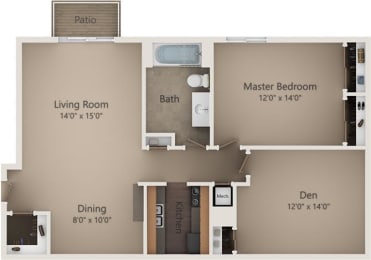 The Birch 1 Bed |1 Bath | 905 Sq. Ft.  at Camelot East Apartments, Fairfield, OH, 45014