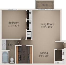The Maple 1 Bed | 1 Bath | 675 Sq. Ft. at Camelot East Apartments, Ohio, 45014