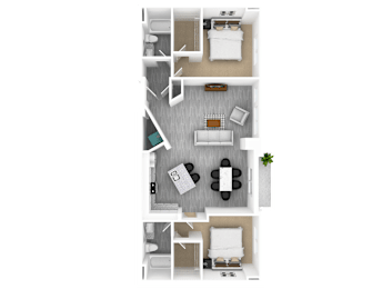 2 Bed 2 Bath, 1,374 sq ft, Olive Floorplan at The Whit in Indianapolis, IN 46204