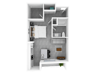 Studio, 627 sq ft, Persimmon Floorplan at The Whit in Indianapolis, IN 46204