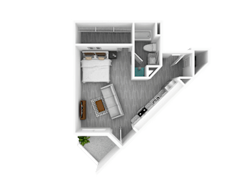 Studio, 739 sq ft, Walnut II Floorplan at The Whit in Indianapolis, IN 46204