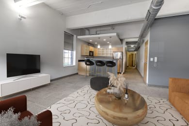 Modern Living Room at The Lofts at Elk Terminal, Buffalo, NY, New York