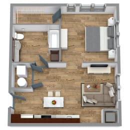 1 Bedroom 1 Floor Plan at Bakery Living, Shadyside, Pittsburgh, PA 15206