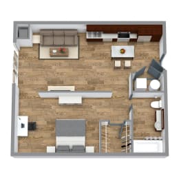 1 Bedroom 4 Floor Plan at Bakery Living, Shadyside, Pittsburgh, PA 15206