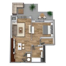 1 Bedroom 9-B Floor Plan at Bakery Living, Shadyside, Pittsburgh, PA 15206