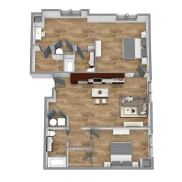 2 Bedroom 7 Floor Plan at Bakery Living, Shadyside, Pittsburgh, PA 15206