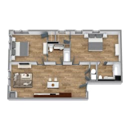 2 Bedroom 9 Floor Plan at Bakery Living, Shadyside, Pittsburgh, PA 15206