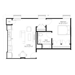 A4 ADA Floor Plan at The Jones Tower at the Collective, Pittsburgh Pennsylvania