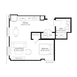 S4 Floor Plan at The Jones Tower at the Collective, Pittsburgh, 15203