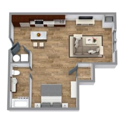 Studio 2 Floor Plan at Bakery Living, Shadyside, Pittsburgh, PA 15206