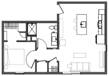  Floor Plan A3 - 1 Bed 1 Bath