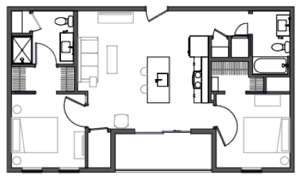  Floor Plan B2 - 2 Bed 2 Bath w/ Patio/Balcony