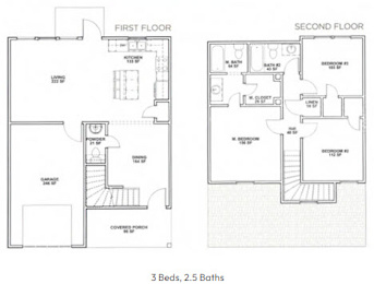 two floor plans of a first floor and second floor
