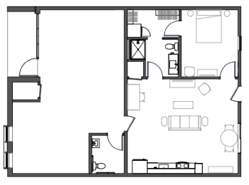  Floor Plan LW1 - 1 Bed 2 Bath Live/Work