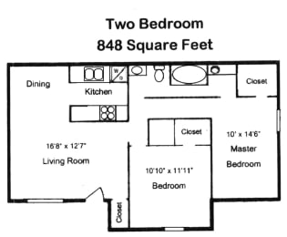  Floor Plan Two Bedroom - One Bath