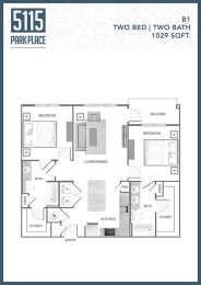 B1 Floor-Plan at 5115 Park Place Apartments, Charlotte