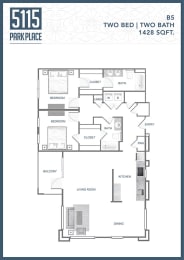 B5-Floor-Plan at 5115 Park Place Apartments, Charlotte, NC, 28209