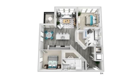 Lowery: 2 Bedroom Floorplan B4 at The Lowery, Atlanta, GA, 30318