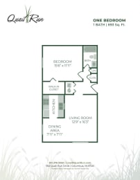 1 bed 1 bath at Quail Run Apartments, Columbus
