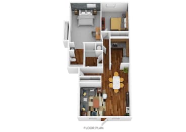 2 Bedroom A Floor plan at SoDel, Kettering, 45429