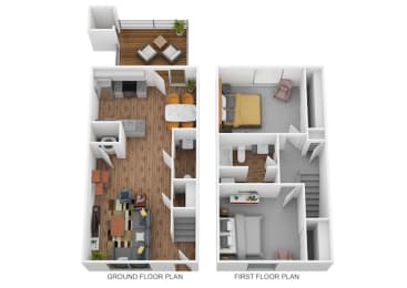 2 Bedroom Floor Plan at Ten31, Dayton