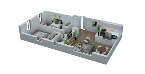EAST D Floor Plan at The Rand Apartments, Ohio