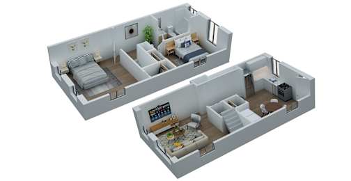 A1 A2 COMBO Floor Plan at The Rand Apartments, Ohio, 43227
