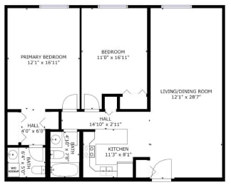 a floor plan of a small house with a bedroom and a living room