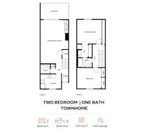 2 Bedroom 1.5 Bath Floorplan at Trails at Mariemont, Cincinnati, OH