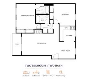 2 Bedroom 2 Bath Floorplan at Trails at Mariemont, Cincinnati, 45227