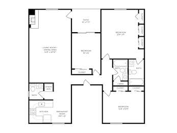  Floor Plan 3 Bed, 2.5 Bath