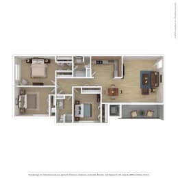 C1 Floor Plan at 7 Pointe Apartments, Indianapolis, 46205