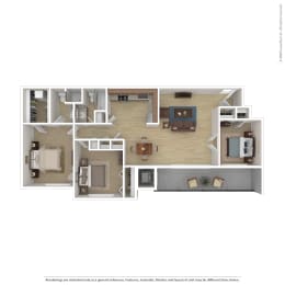 C2 Floor Plan at 7 Pointe Apartments, Indianapolis, IN