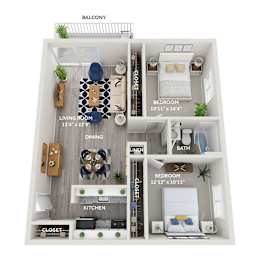2 bed 1 bath B at The Heights Apartments, Cincinnati, OH, 45220