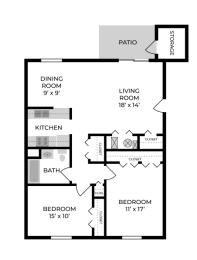 a floor plan of a home with a garage and a porch