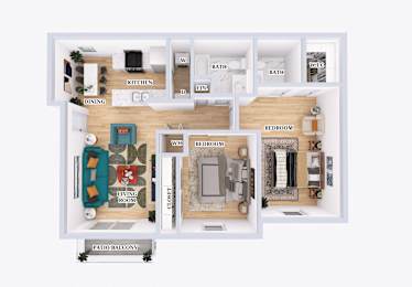 A diagram of a house layout with labeled rooms.