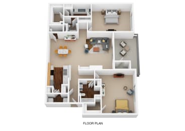 2 bedroom 2 bathroom floor plan Aat Bishops Gate, Cincinnati, OH, 45249