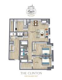 A floor plan of a property named The Clinton with a total area of 1065 square feet.