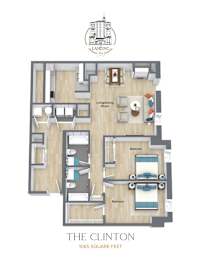 A floor plan of a property named The Clinton with 1065 square feet.